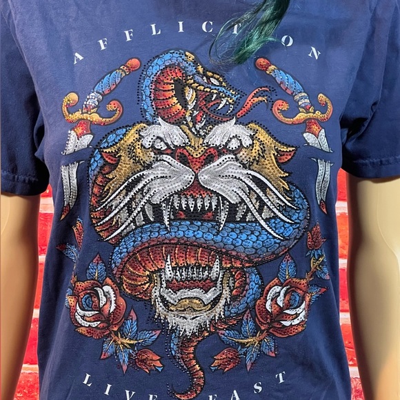 Affliction Women’s Rhinestone T-Shirt - Picture 8 of 10